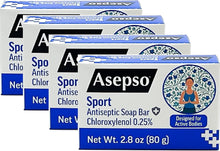 Load image into Gallery viewer, ASEPSO 4PKx 80g/2.8 oz Antibacterial Sport Bar Soap, USA FDA REGISTERED PRODUCT
