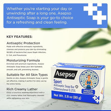 Load image into Gallery viewer, ASEPSO 4PKx 80g/2.8 oz Antibacterial Sport Bar Soap, USA FDA REGISTERED PRODUCT

